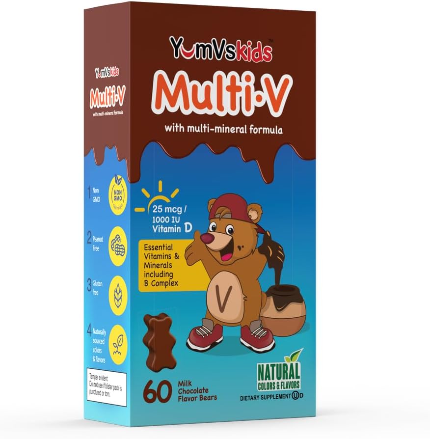 YUM-V'S Children's Multivitamin Chocolate Bears – Daily Toddler Vitamins with 16 Essential Nutrients – 60 Count - görsel 7