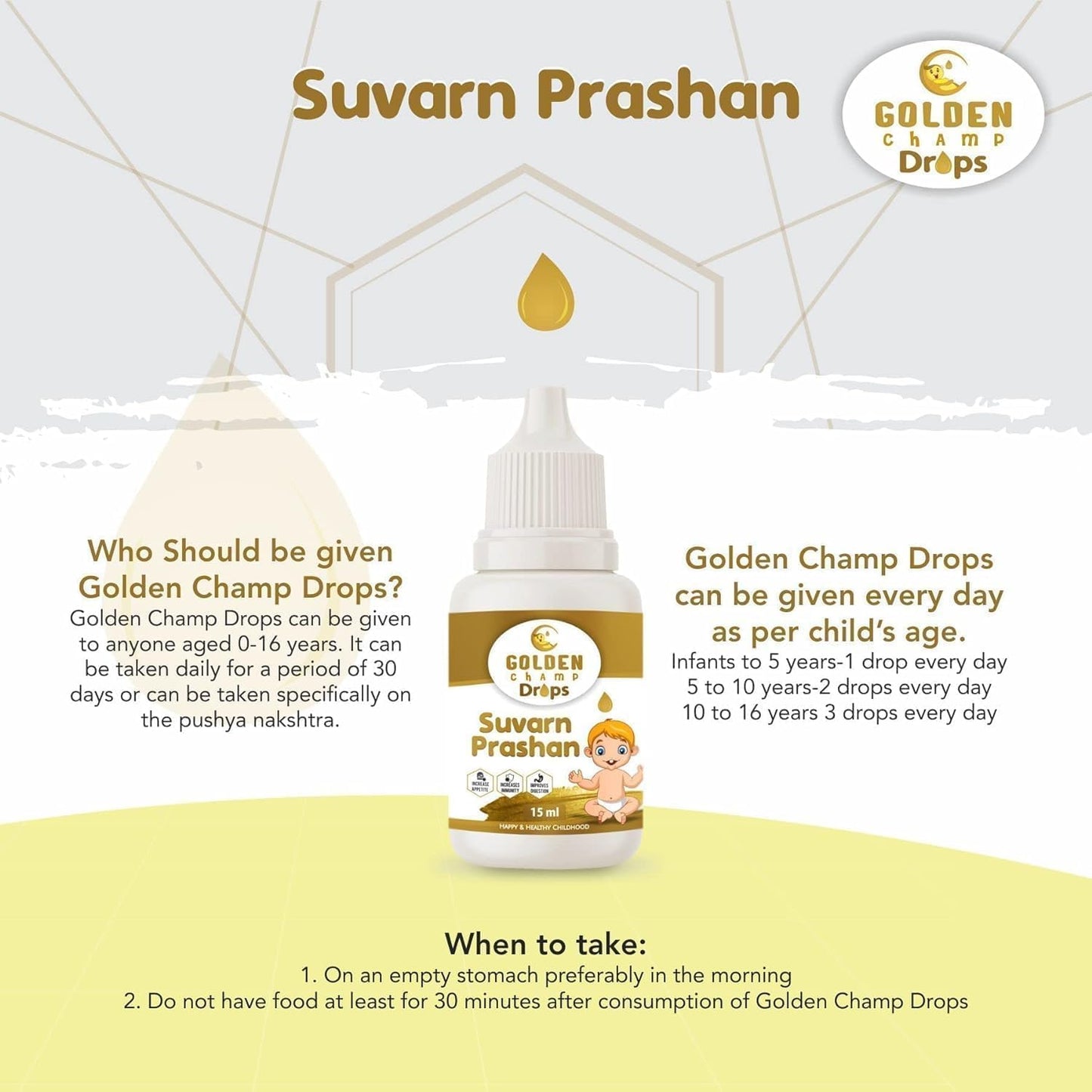 HENU Swarna Prashana Drops with Gold Ash - Ayurvedic Immune Support for Children (15 ml) - görsel 2