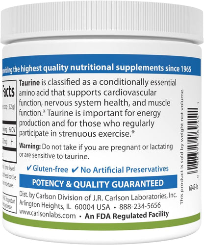 Carlson Taurine Powder, Free-Form Amino Acid, Supports Nerve and Muscle Function, 100 g