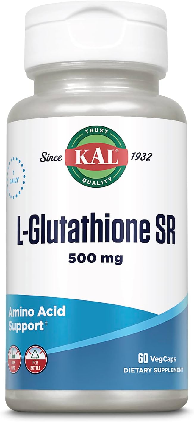 KAL L-Glutathione SR, Reduced Glutathione Supplement, High Absorption Antioxidant Supplement, Lab Verified, 60 VegCaps - görsel 1