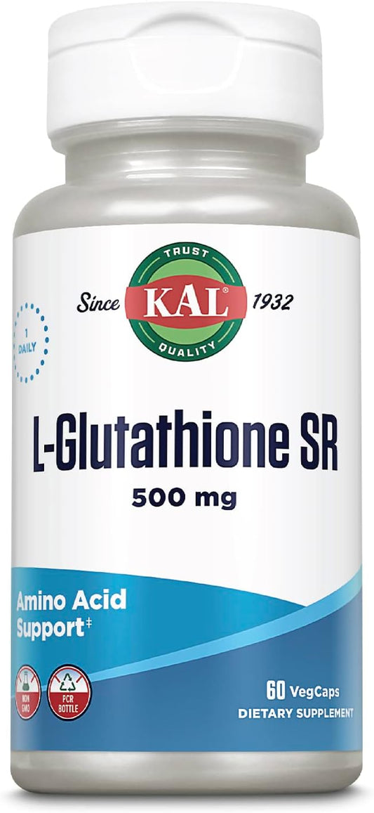 KAL L-Glutathione SR, Reduced Glutathione Supplement, High Absorption Antioxidant Supplement, Lab Verified, 60 VegCaps
