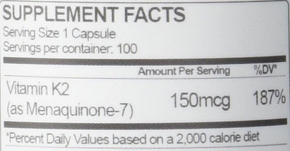 Health As It Ought To Be Vitamin K2 MK-7 150 mcg Supplement – Soya-Free, 100 Capsules