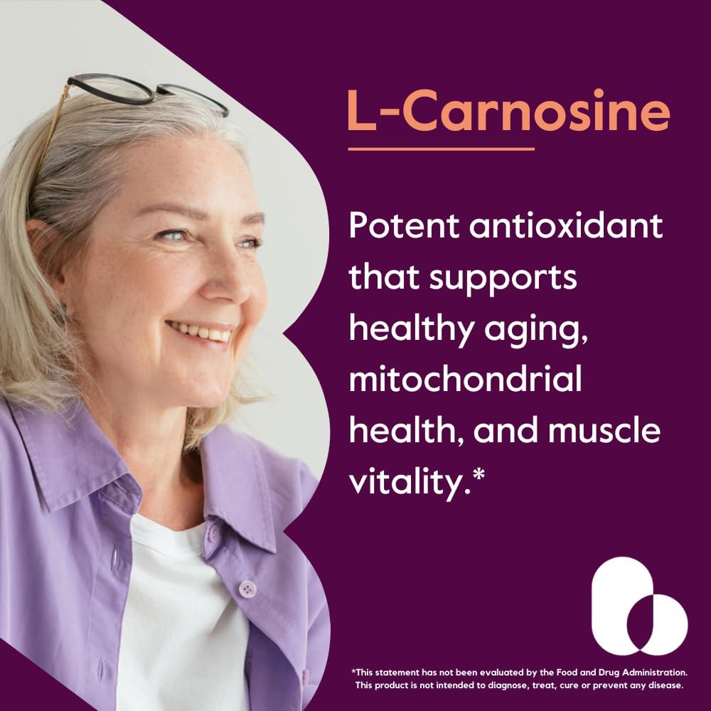 BESTVITE L-Carnosine 500mg (240 Capsules) - No Fillers, Non-GMO, Gluten-free - görsel 2