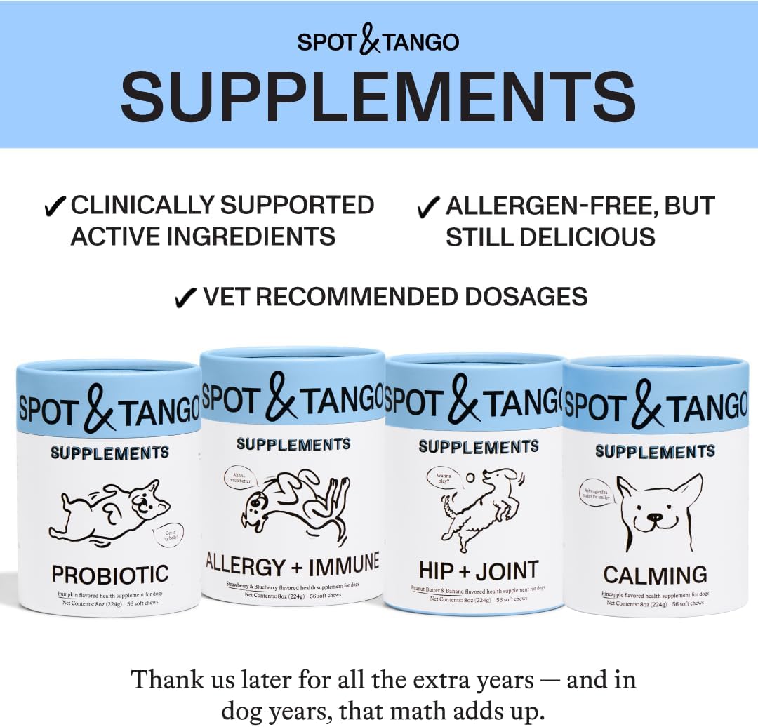 Spot & Tango Probiotics Supplements for Dogs - Vet-Approved for Healthy Digestion and Balanced Gut - Pumpkin, Turmeric, Chicory Root, Black Pepper, Nine-Strain Probiotic Blend, 56 Count - görsel 6