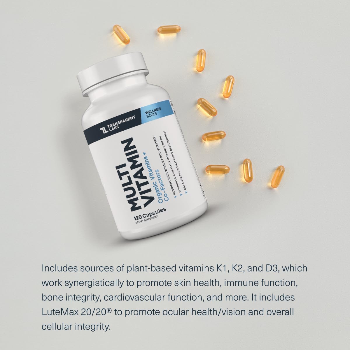Transparent Labs Daily Multivitamin for Women – Whole-Food-Based, Vegan, Organic – 120 Capsules - görsel 4