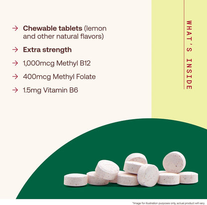 Jarrow Formulae Methyl B-12 & Methyl Folate, 100 Chewable Tablets