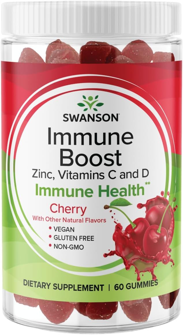 Swanson Immune Boost Gummies with Acerola, Zinc, and Vitamin C & D - Cherry, 60 Gummies - görsel 1