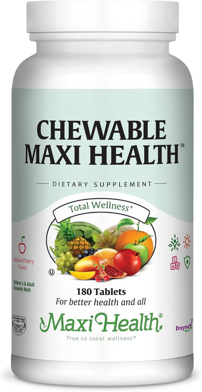 Maxi Health Chewable Multivitamin with Iron – Cherry Flavoured, 180 Tablets