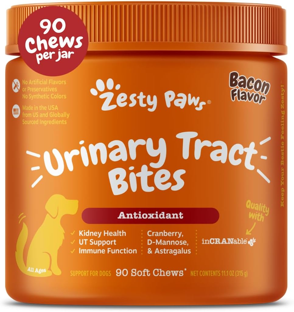 Zesty Paws Cranberry Supplement for Dogs - Urinary Tract Support Chews with D-Mannose - 90 Count - görsel 1