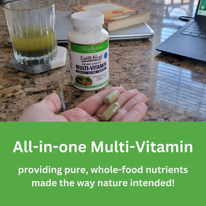 Paradise Herbs Earth's Blend Once Daily Multivitamin, No Iron, 48 Organic Superfoods, Probiotics, Antioxidants, Vitamins A, B12, C, D, K2, 120 Capsules