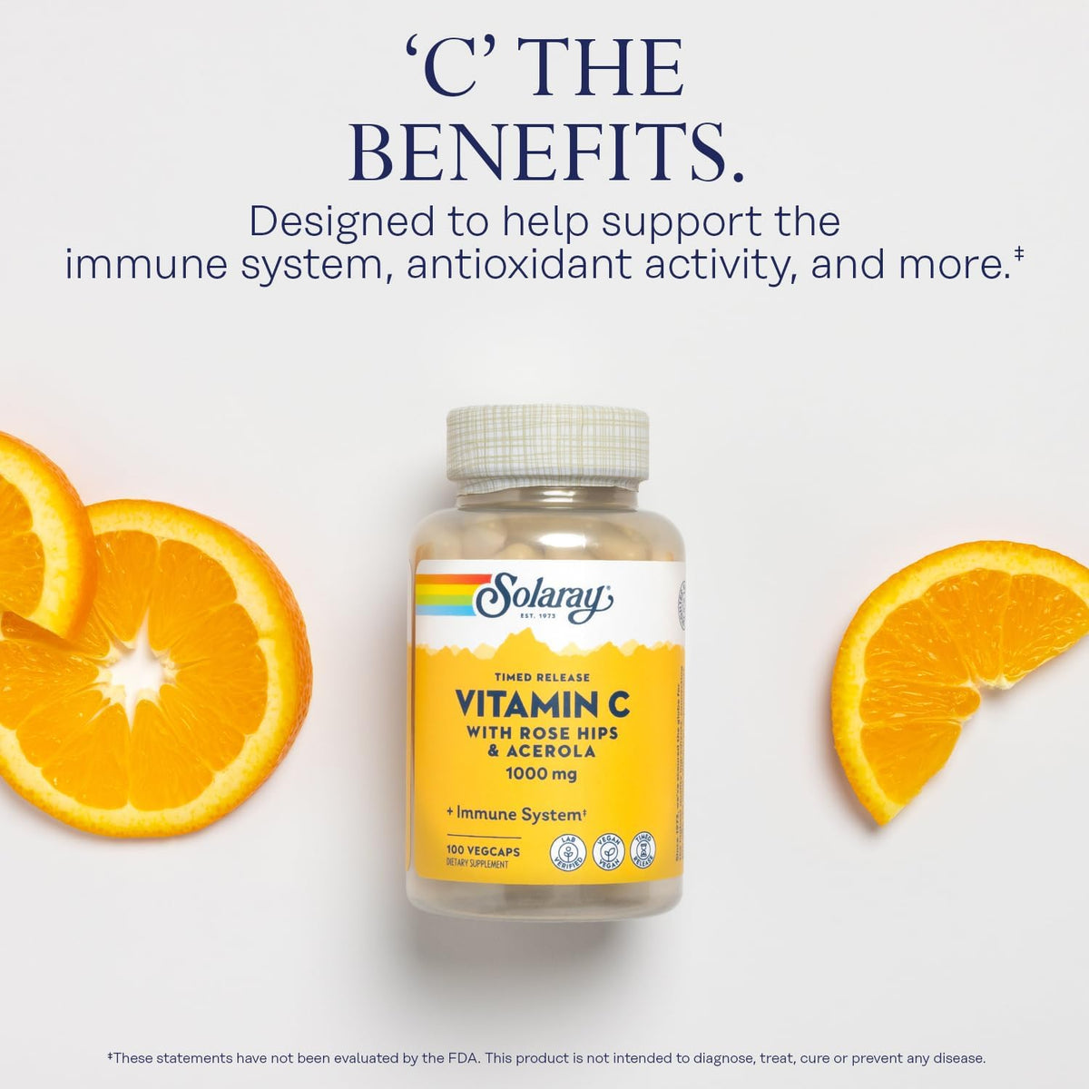 SOLARAY Vitamin C 1000mg Time Release Capsules with Rose Hips and Acerola - görsel 3