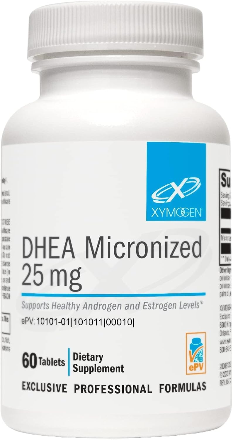 XYMOGEN DHEA Micronised - 25 mg Dehydroepiandrosterone - Androgen and Oestrogen Support - Gluten-Free, Soya-free and Dairy-free - 60 Tablets - görsel 1