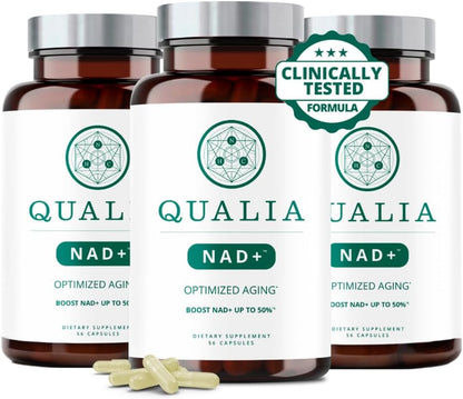 Qualia NAD+ Supplement – Nicotinamide Riboside, Niacin and Niacinamide (3-Month Supply)