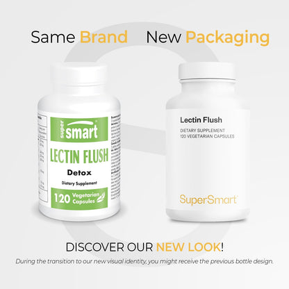 Supersmart Lectin Flush – Lectin Blocker Supplement for Digestive Support & Detox – Non-GMO & Gluten-free – 120 Vegetarian Capsules
