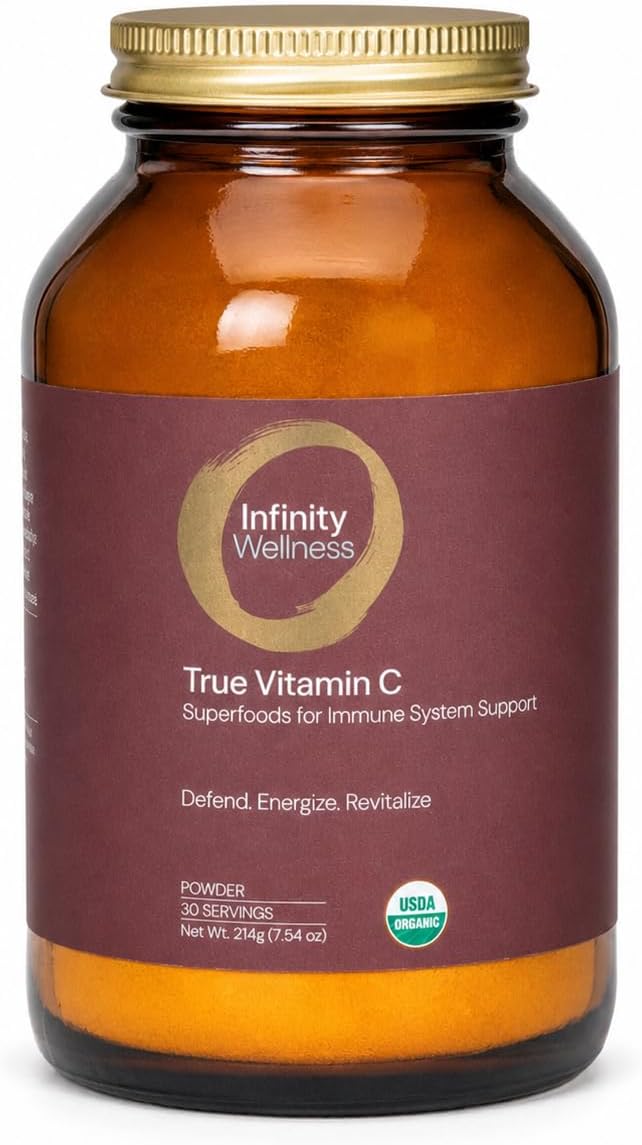 Infinity-C Organic Wholefood Sourced Vitamin C Powder | Acerola, Camu Camu & Amla | 1000mg Superfood C | High Strength | Shilajit, Astragalus Root & Ginger | Vegan, Non-GMO (30 Servings) - görsel 1