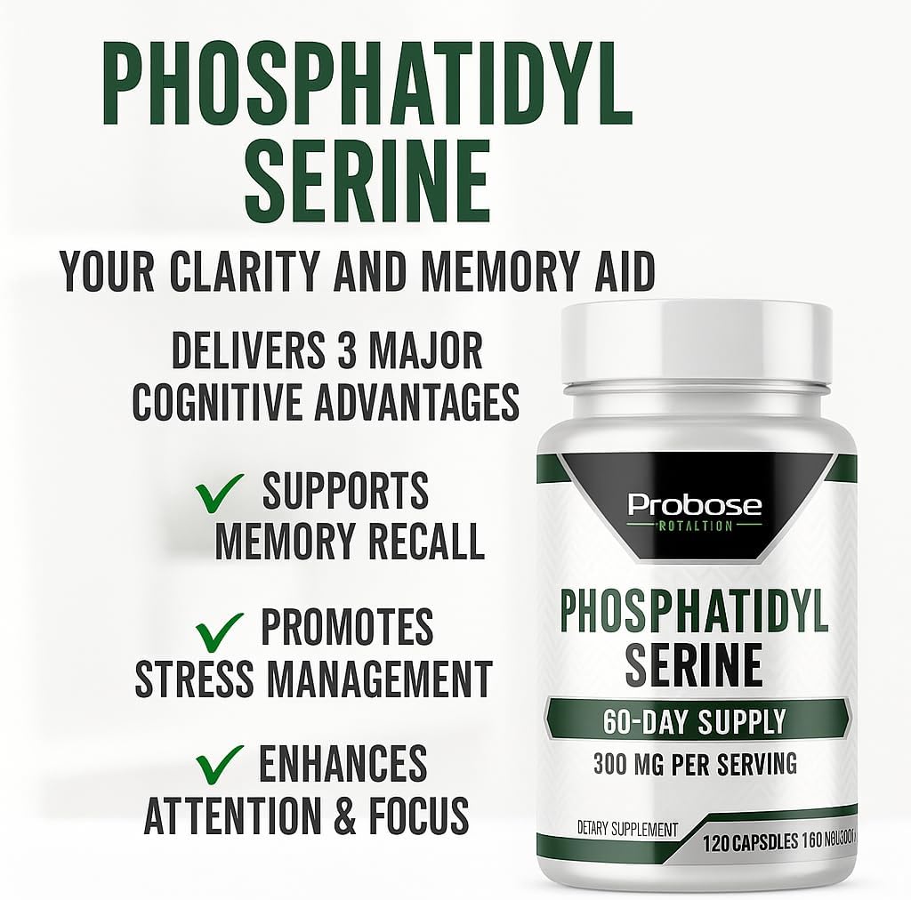 Probase Nutrition Phosphatidylserine 300mg Food Supplement for Cognitive Function - 120 Capsules - görsel 8