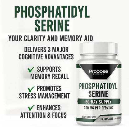 Probase Nutrition Phosphatidylserine 300mg Food Supplement for Cognitive Function - 120 Capsules