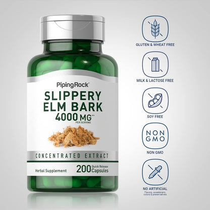 Piping Rock Slippery Elm Bark Capsules, 200 Capsules