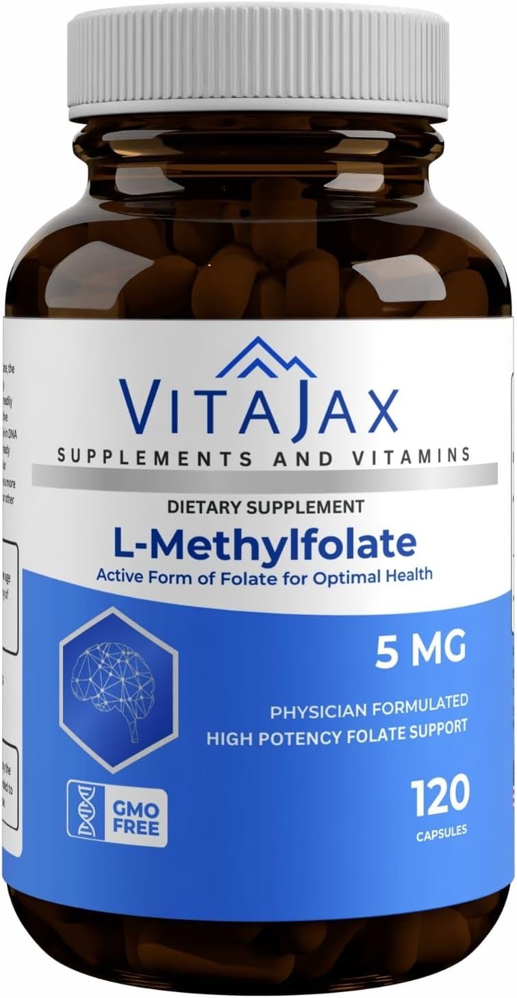 L-Methylfolate 5 mg - 120 Capsules - Active Folate Supplement - görsel 1