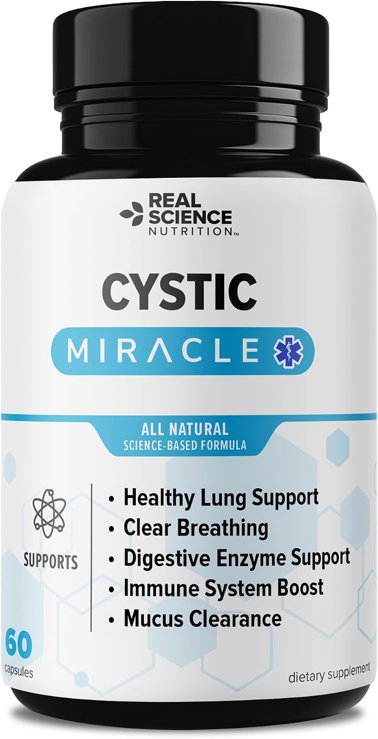 Real Science Cystic Miracle - Lung Support Supplement for Breathing Support and Mucus Clearance – with Vinitrox & GABA to Support Lung Function and Aid Respiratory Health, Made in the USA, 60 Capsules - görsel 1