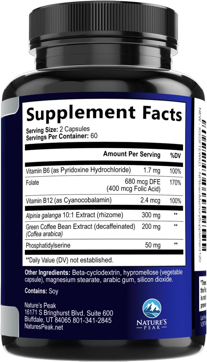 Nature's Peak Brain Memory Supplement - 3X Strength Nootropics for Concentration, Clarity & Focus Support - 120 Capsules - görsel 9