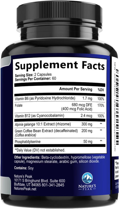 Nature's Peak Brain Memory Supplement - 3X Strength Nootropics for Concentration, Clarity & Focus Support - 120 Capsules