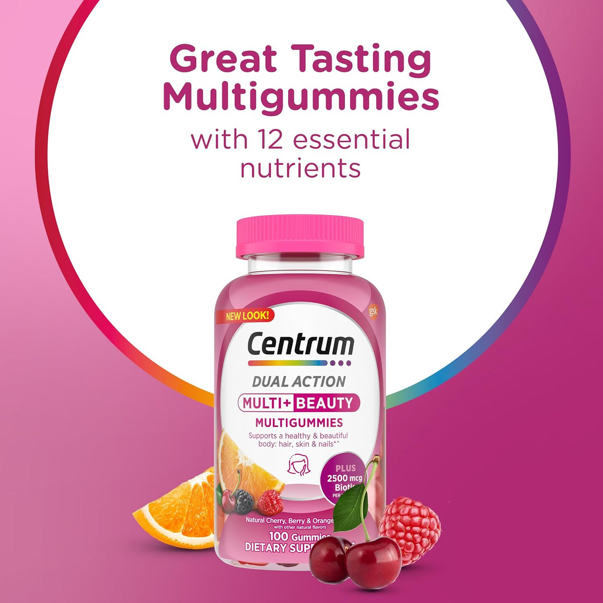 Centrum MultiGummies Multi+ Beauty Dual Action Gummy Multivitamin, 100 Count - görsel 2