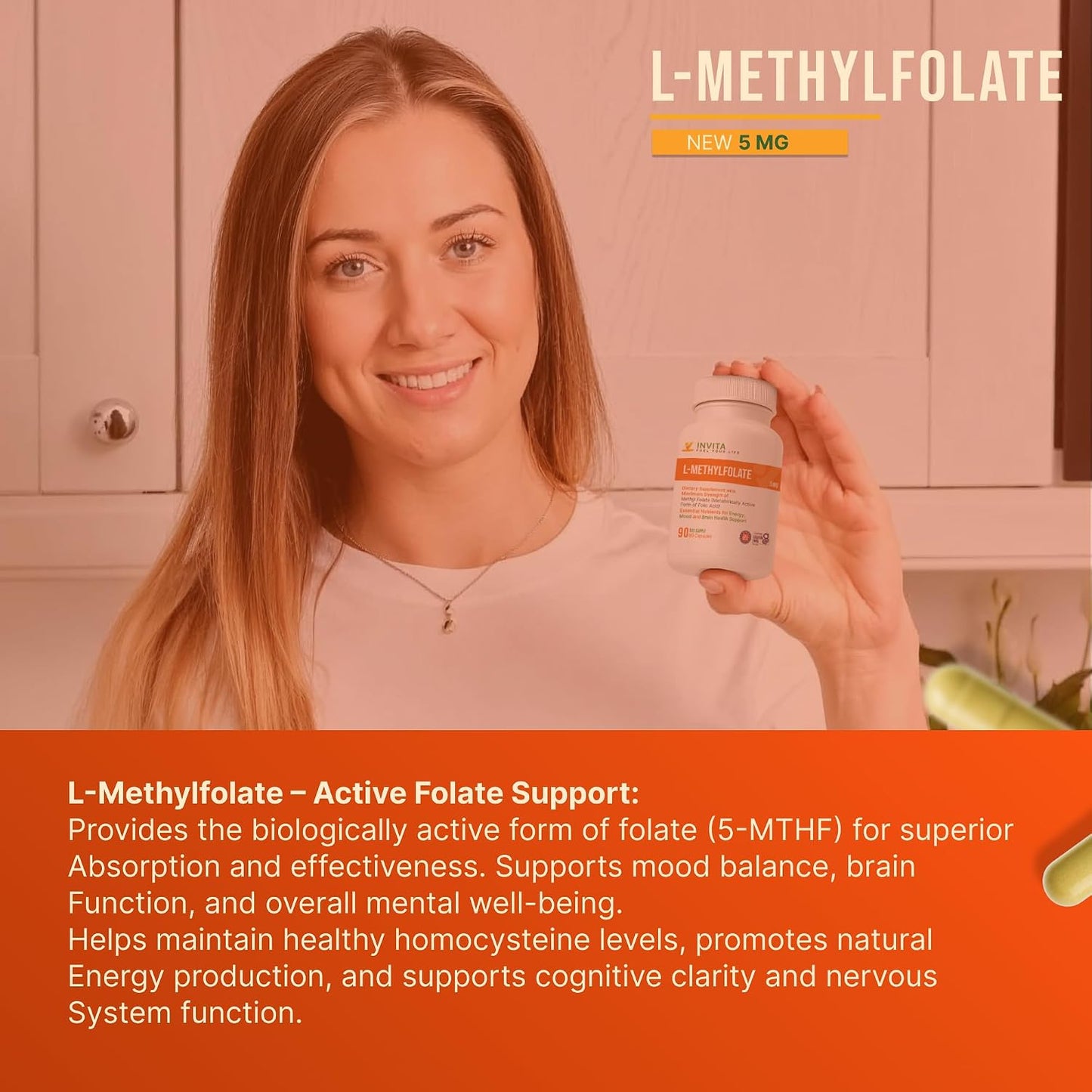 INVITA L-Methylfolate 5mg – 90 Capsules - görsel 4