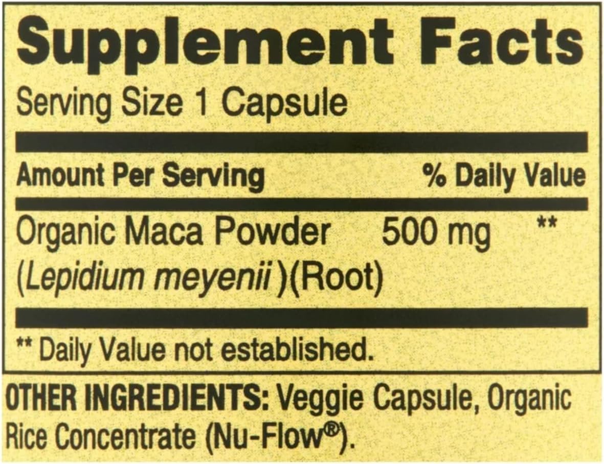 Spring Valley Organic Maca Root 500mg Capsules - görsel 2