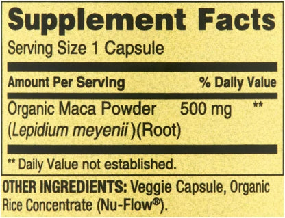 Spring Valley Organic Maca Root 500mg Capsules