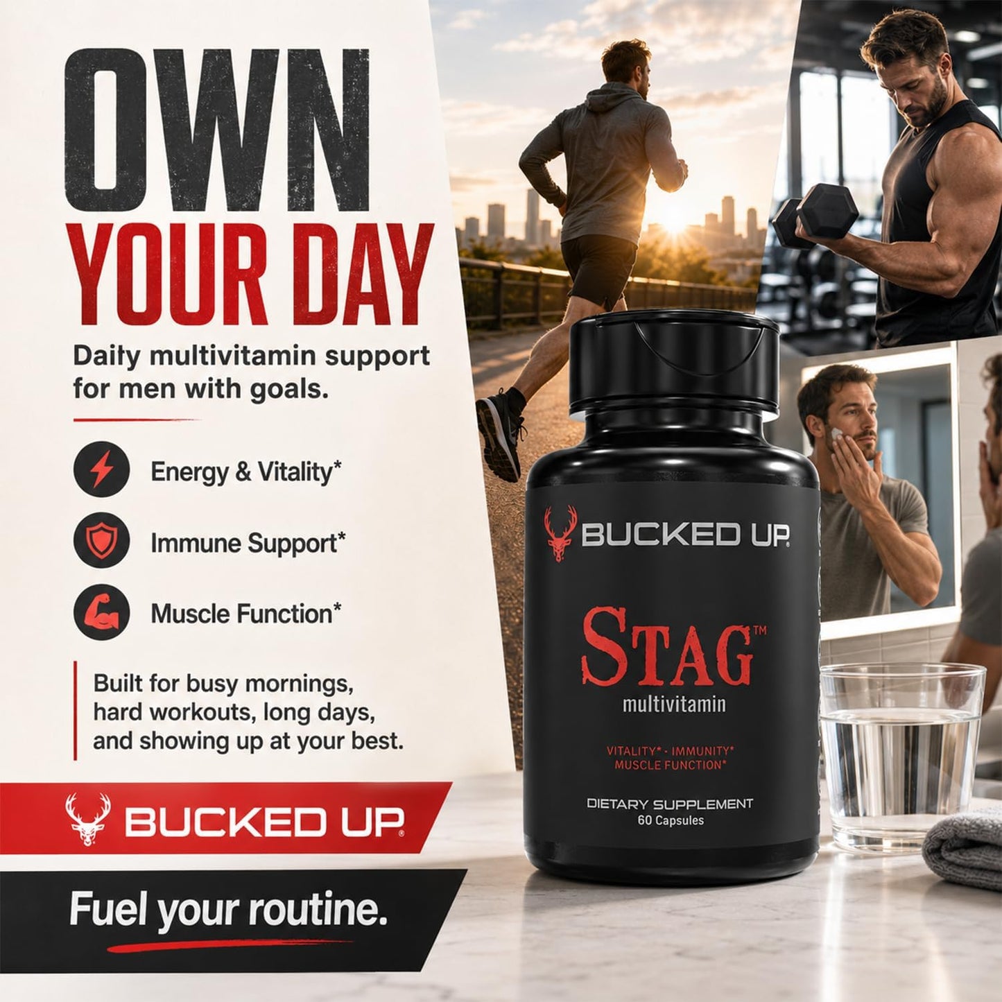 Bucked Up Stag Multivitamin for Men - Full Spectrum - Vitality, Immunity & Muscle Support (60 Capsules) - görsel 9