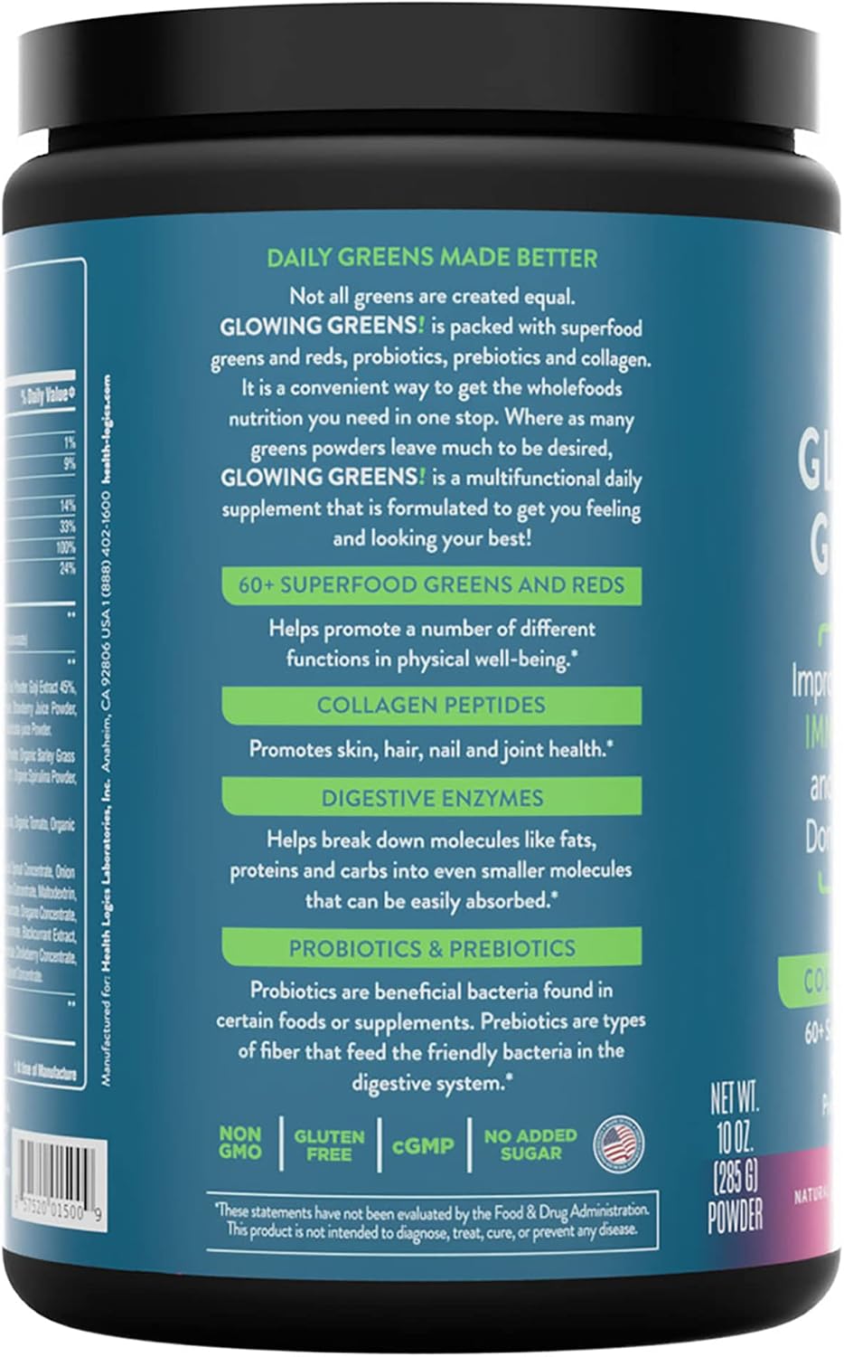Health Logics Glowing Greens Superfood Powder with Collagen Peptides - görsel 2