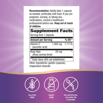 Nature's Way Vitamin C with Rose Hips Extra Strength, 1000 mg