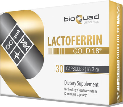 bioQuad Lactoferrin Gold 1.8 - Immune Support, Digestive Health and Iron Absorption (30 Capsules)
