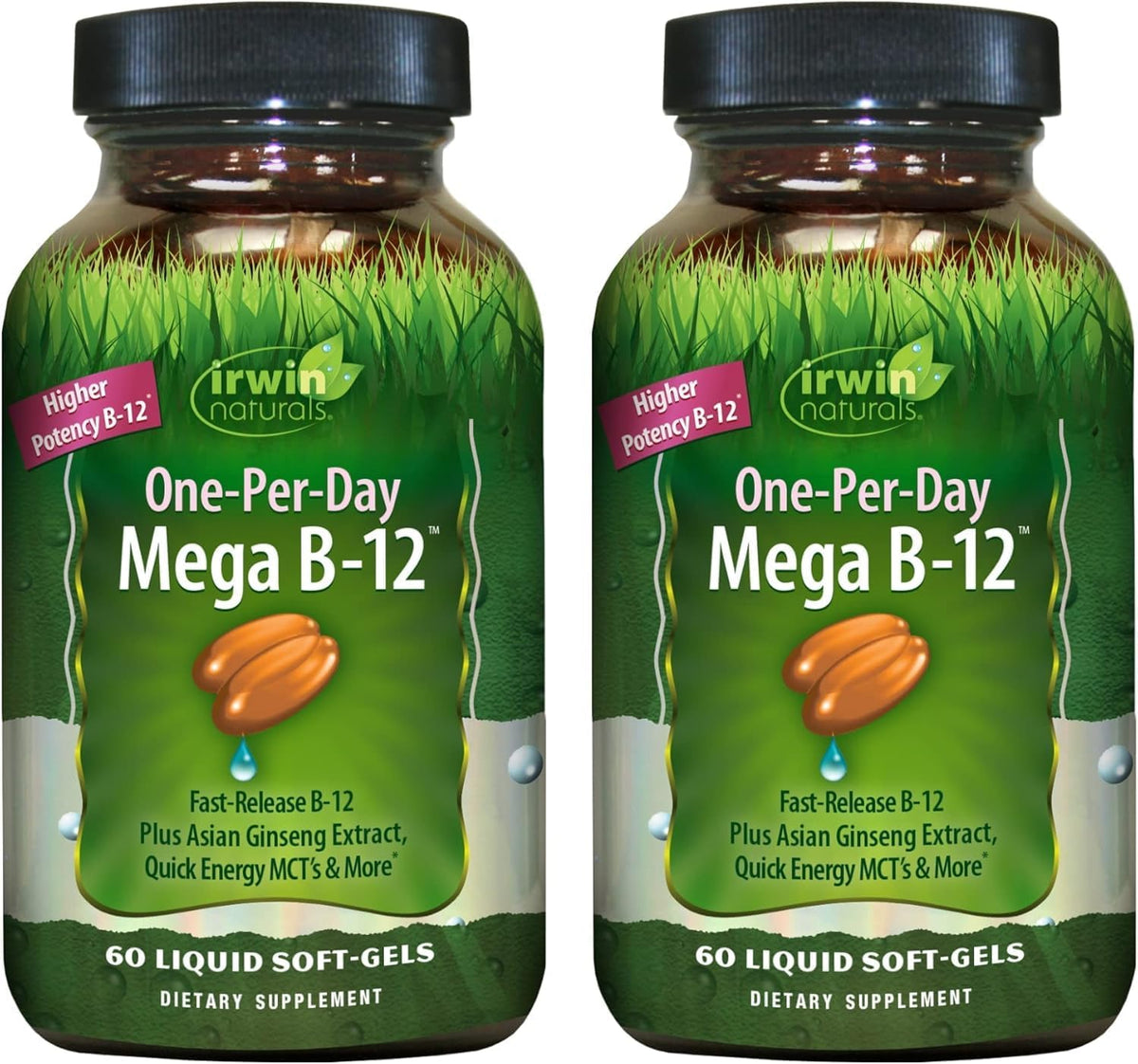 Irwin Naturals Mega B-12 1500 mcg Methylcobalamin - 120 Liquid Softgels (2-Pack) - görsel 1