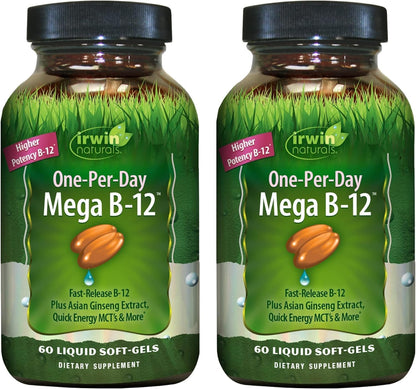 Irwin Naturals Mega B-12 1500 mcg Methylcobalamin - 120 Liquid Softgels (2-Pack)