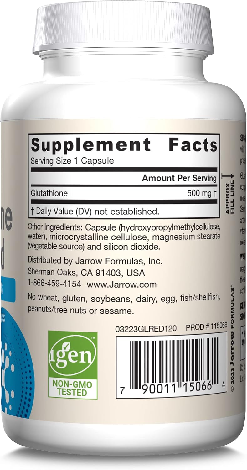 Jarrow Formulae Glutathione Reduced 500 mg – 120 Vegetarian Capsules - görsel 10