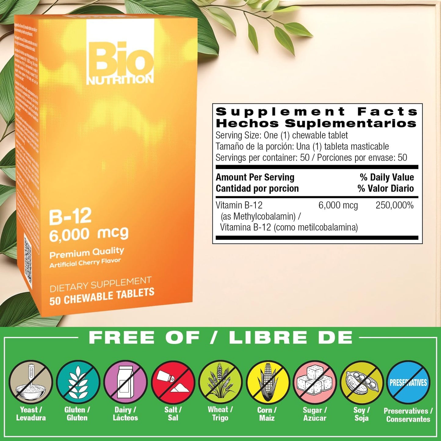 Bio Nutrition B-12 Sublingual Tablets, 50 Count - görsel 2