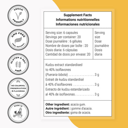 Supersmart Kudzu Extract 500 mg Full Spectrum - Herbal Antioxidant Supplement - Non-GM & Gluten-free - 120 Vegetarian Capsules