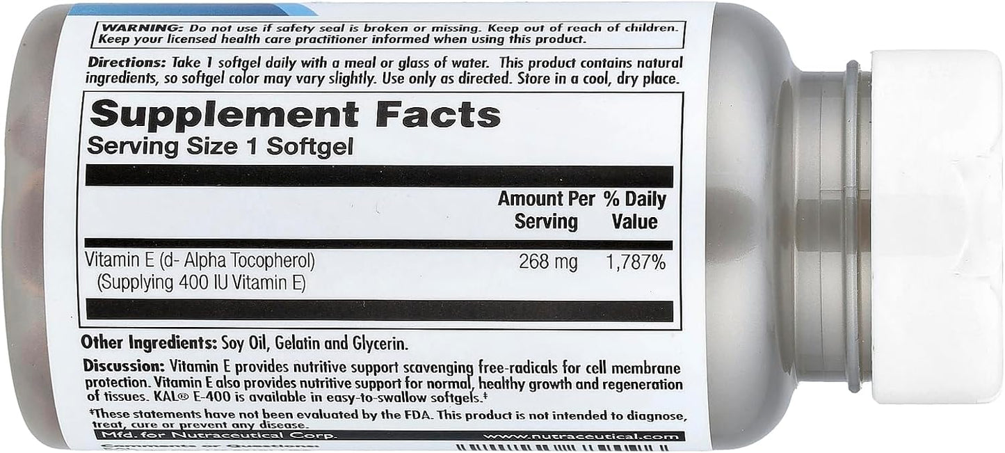 KAL Vitamin E, 268 mg (400 IU), 90 Softgel Capsules - görsel 2