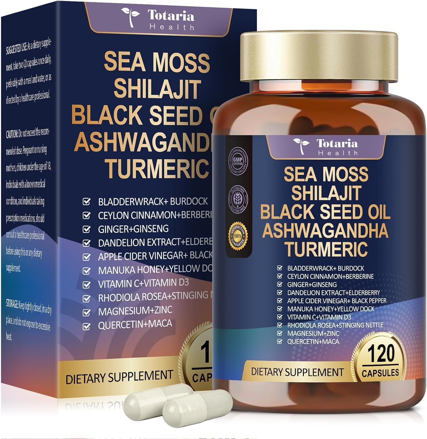 Totaria 25-in-1 Sea Moss Capsules, 120 Capsules per Bottle (Pack of 2) - görsel 10