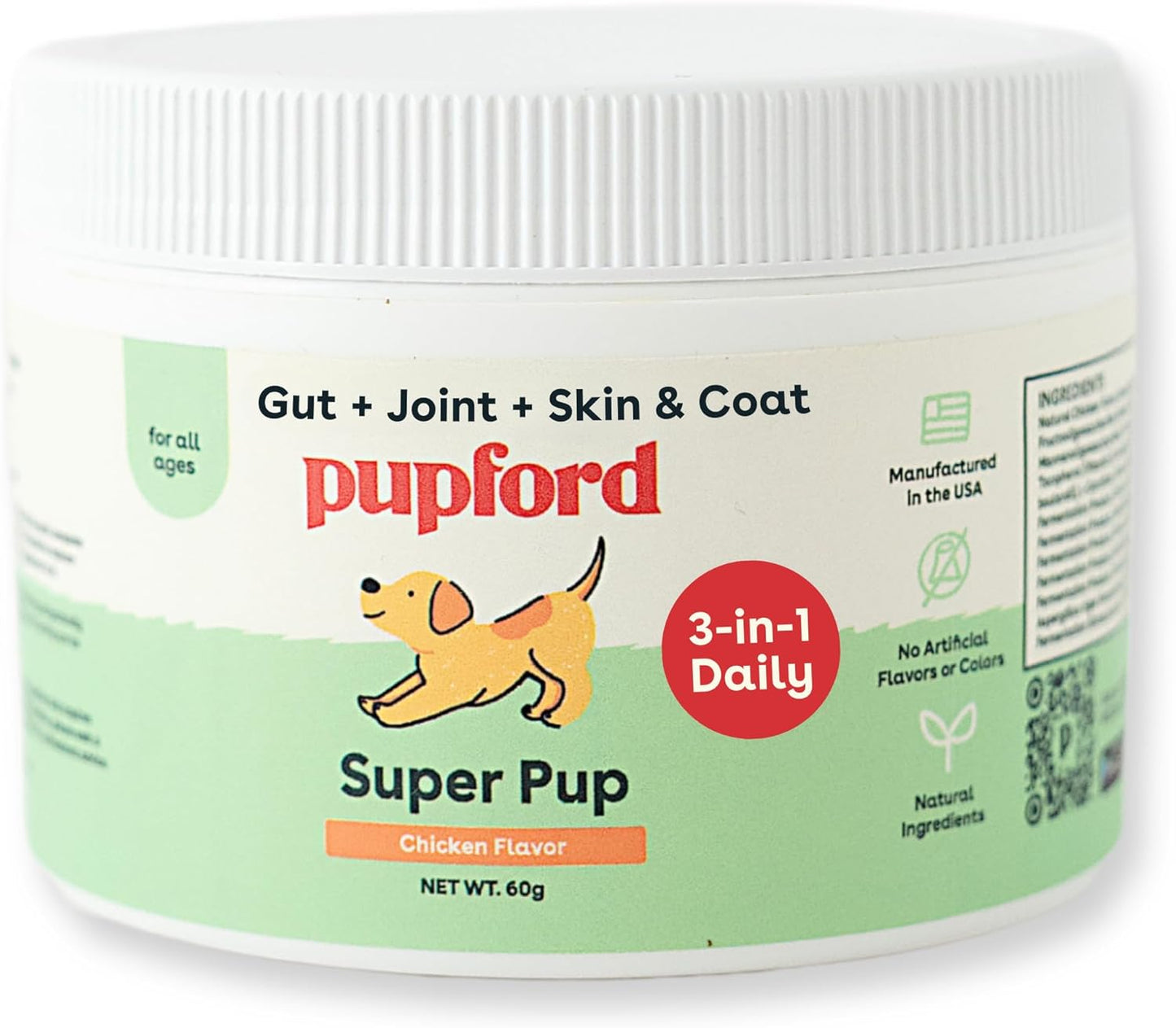 Pupford Super Pup 3-in-1 Daily Supplement for Dogs – Chicken Flavour (60g) - görsel 1