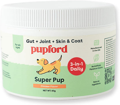 Pupford Super Pup 3-in-1 Daily Supplement for Dogs – Chicken Flavour (60g)