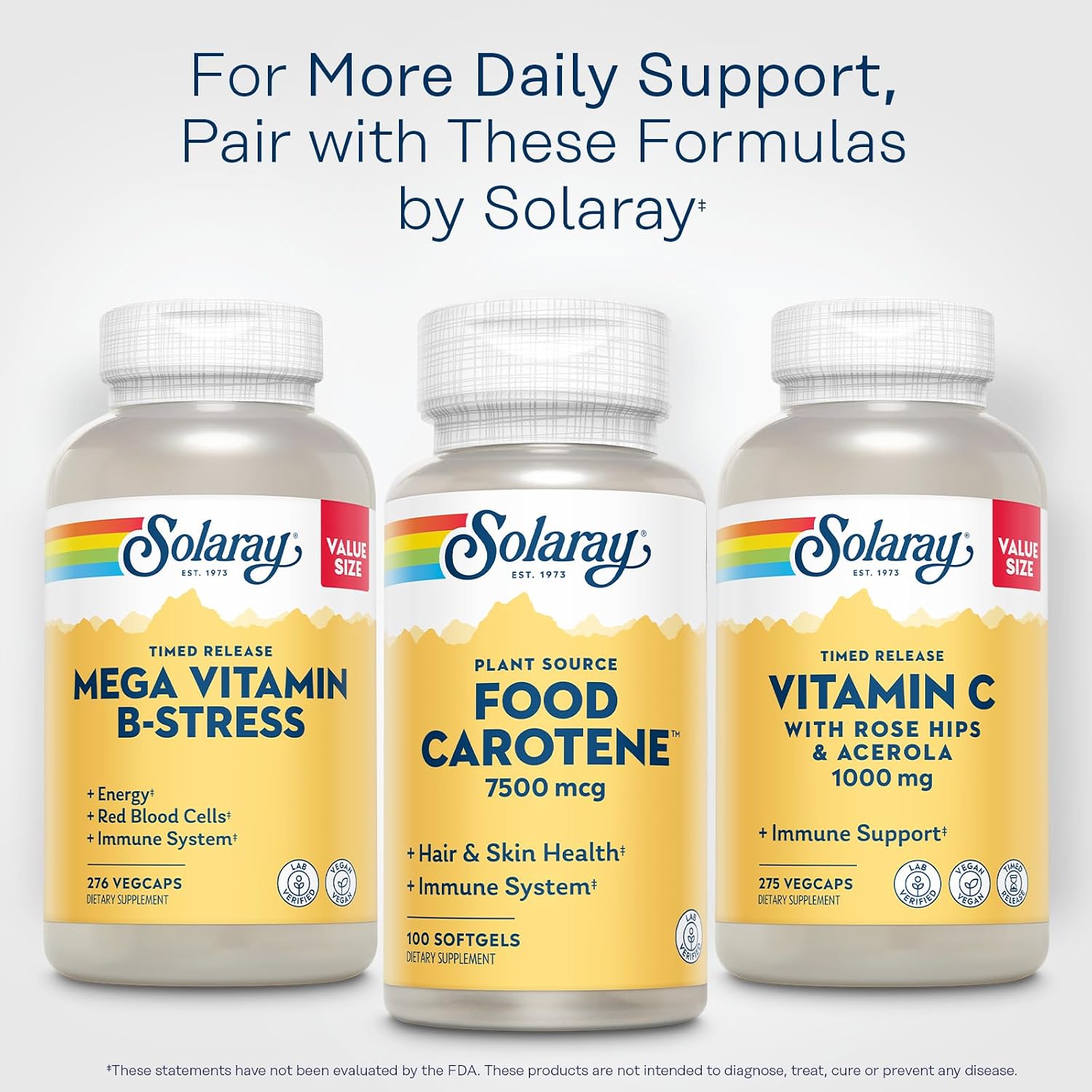 SOLARAY Food Carotene - Vitamin A as Beta Carotene 25000 IU, 100 Softgels - görsel 6