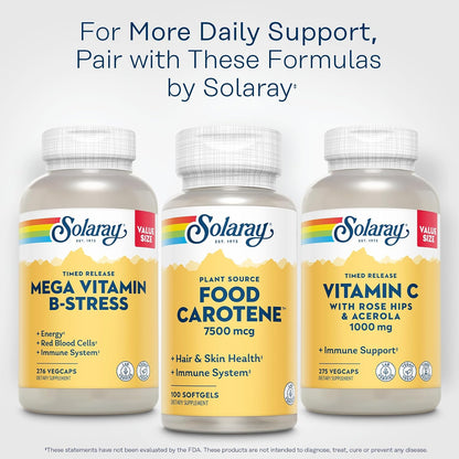 SOLARAY Food Carotene - Vitamin A as Beta Carotene 25000 IU, 100 Softgels