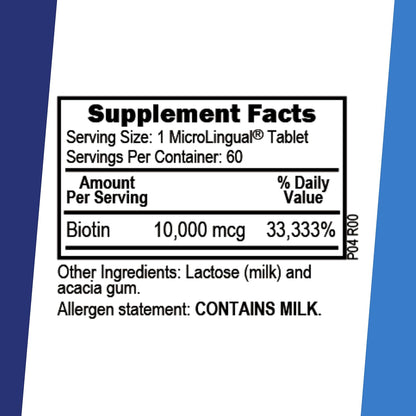 Superior Source Biotin 10,000 mcg – Daily Supplement for Hair Health & Growth – Natural Biotin Supplement Aids Healthy Nails & Skin – 60 Sublingual Dissolving Tablets