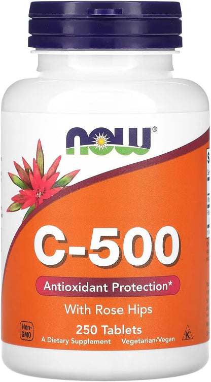 NOW Foods Vitamin C-500 Calcium Ascorbate with Bioflavonoids – 250 Vegetable Capsules