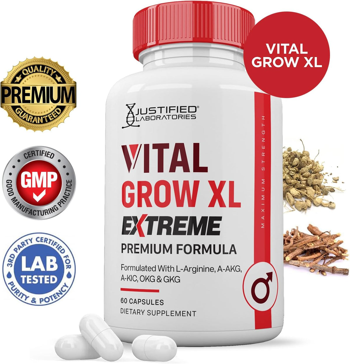 Vital Grow XL Extreme Capsules 1600mg Premium Formula Proprietary Blend for Men's Health 60 Capsules - görsel 2
