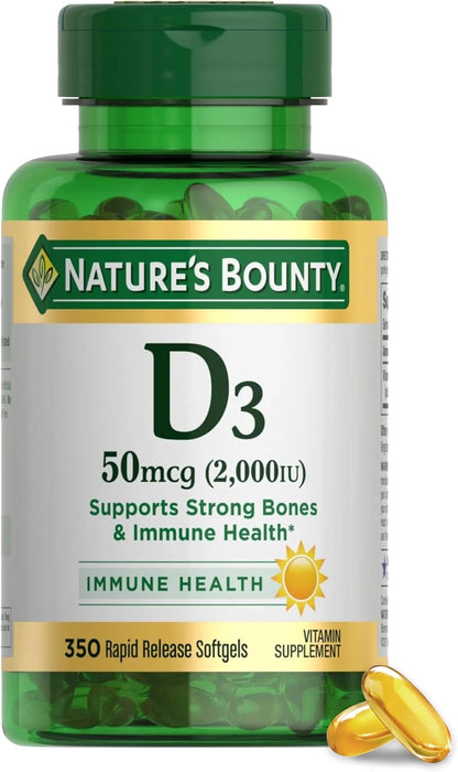Nature's Bounty Vitamin D3 2000 IU Softgels, 350 Count