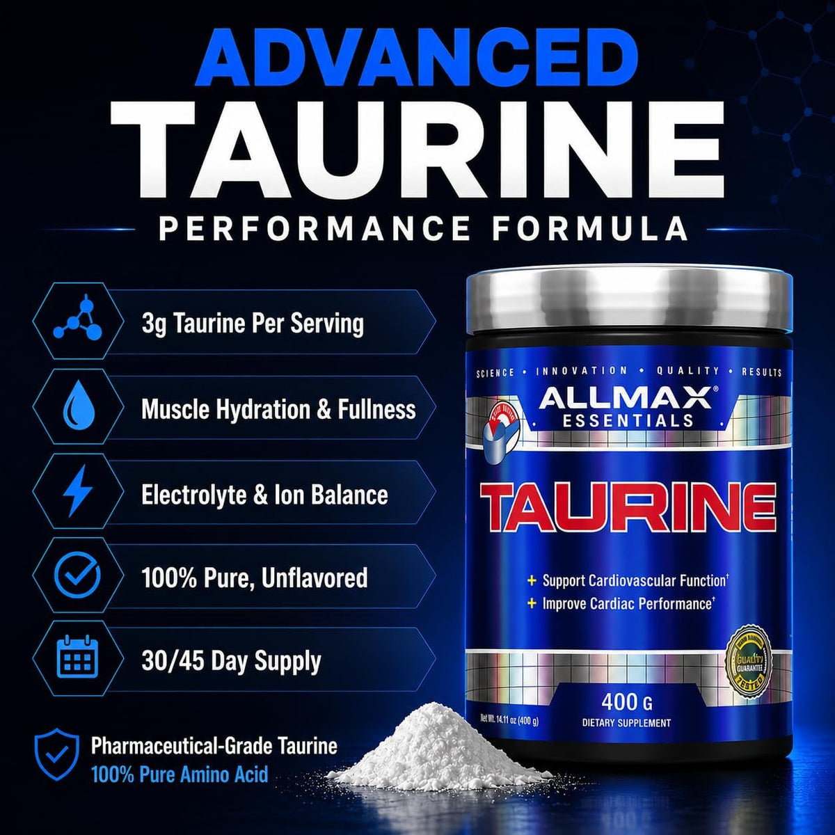 ALLMAX Essentials Taurine Powder - 400 g (133 Servings) - görsel 2